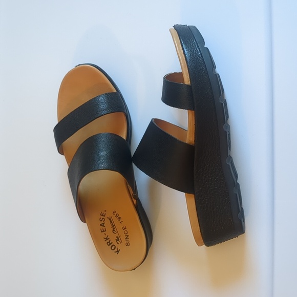 Kork-Ease black wedge slide sandals - Picture 2 of 4